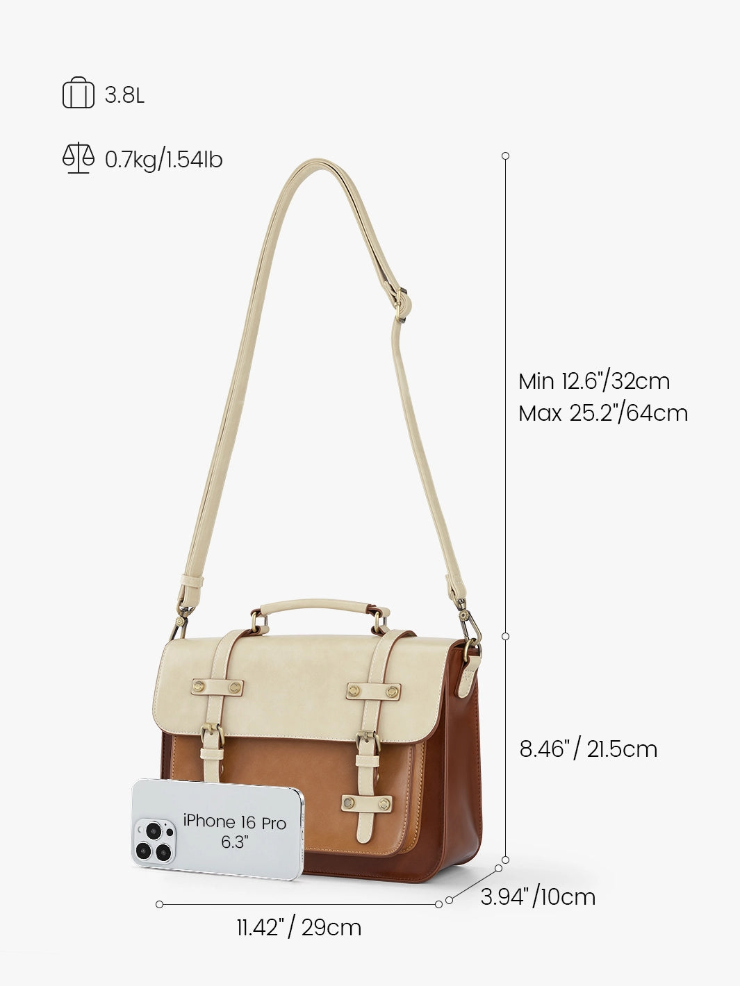 Sombre Mini Crossbody Vintage Briefcase