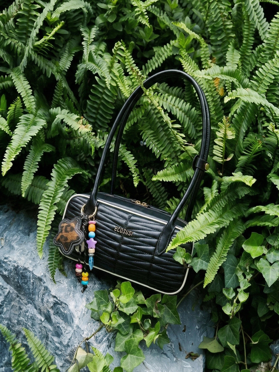 Elise Quilted Vegan Leather Baguette Bag