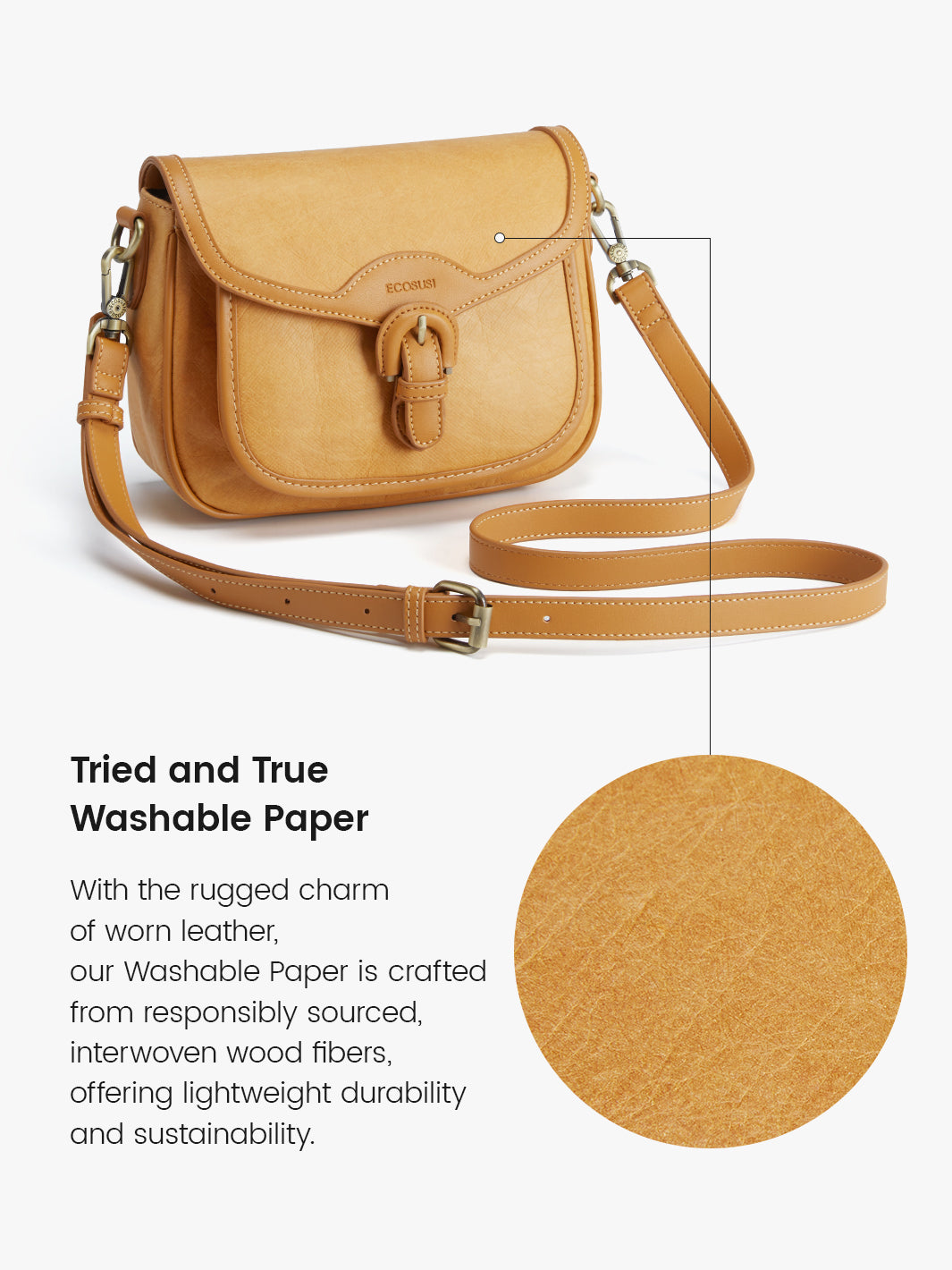 Eco-Friendly Washable Handbag - Evelina’s Durable Paper Design for Everyday & Travel-Amber Orange
